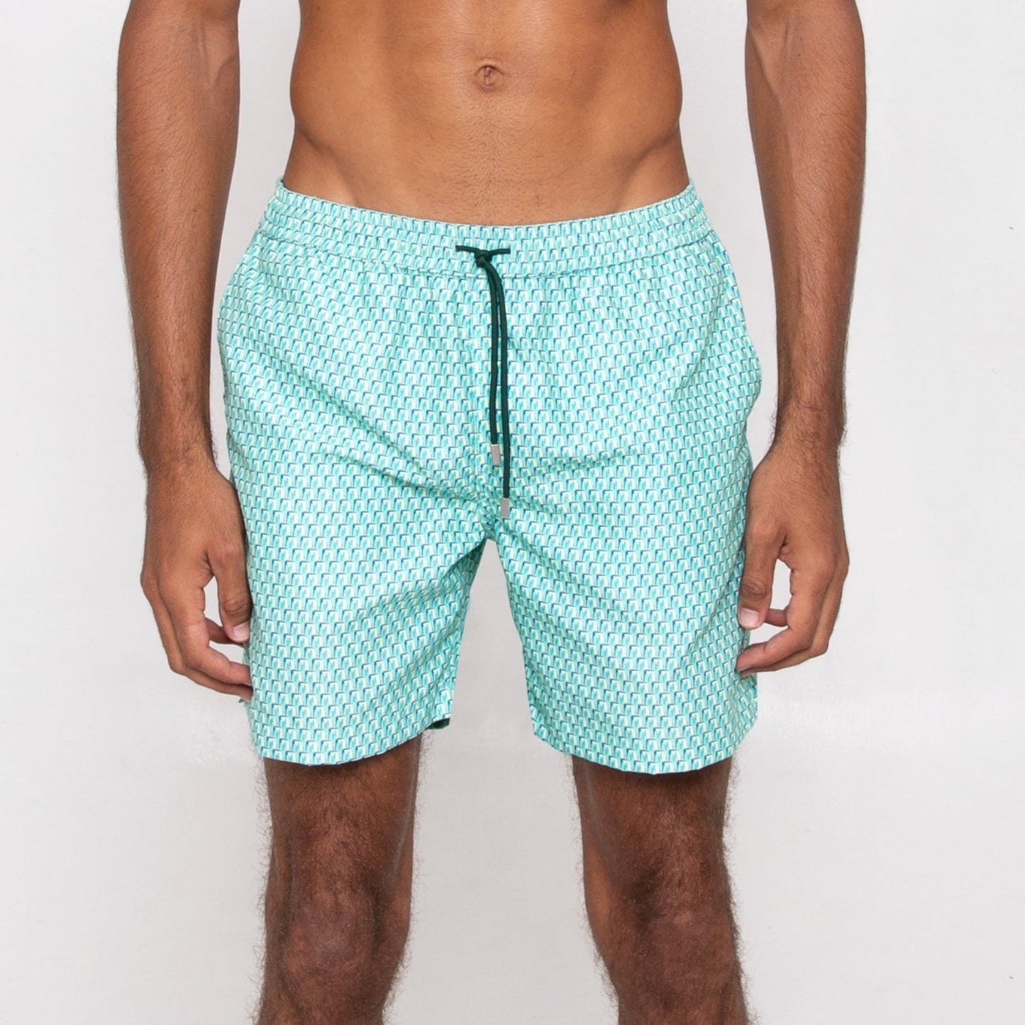 Skyblue Pattern Swim Shorts