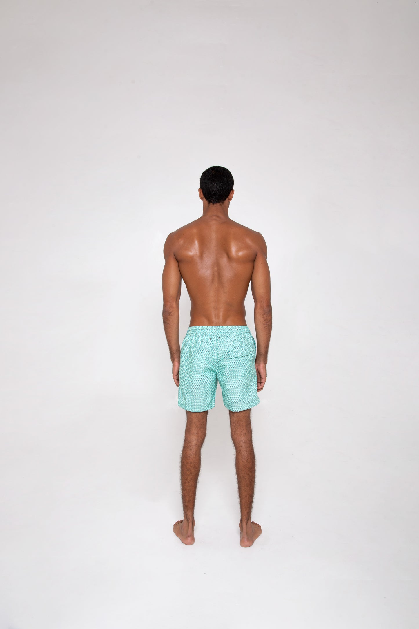 Skyblue Pattern Swim Shorts