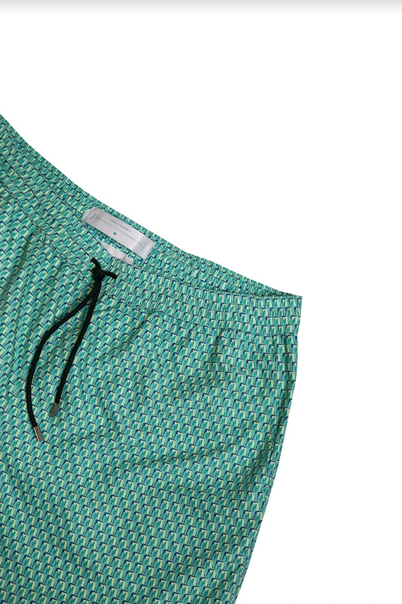 Skyblue Pattern Swim Shorts