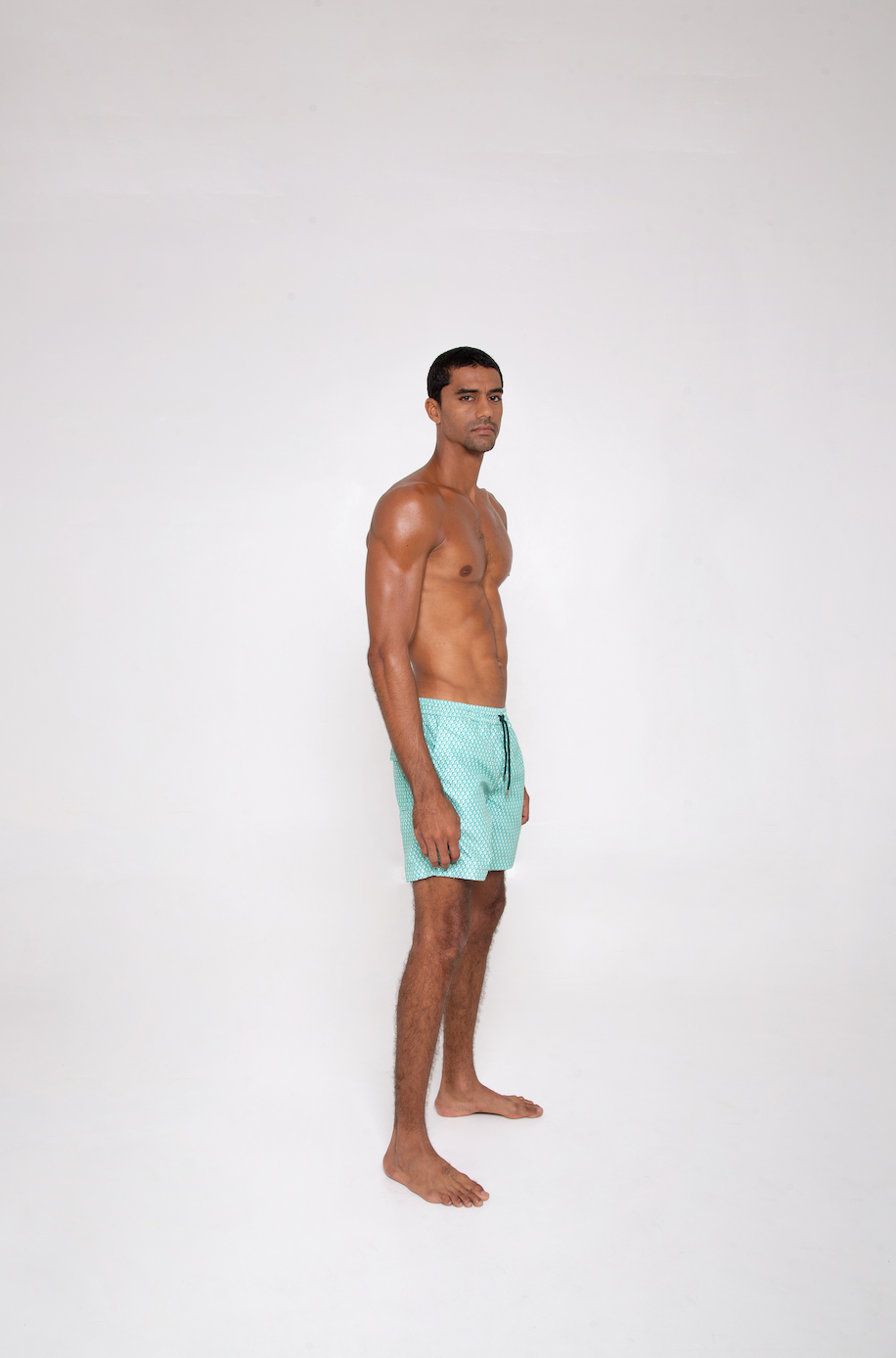 Skyblue Pattern Swim Shorts